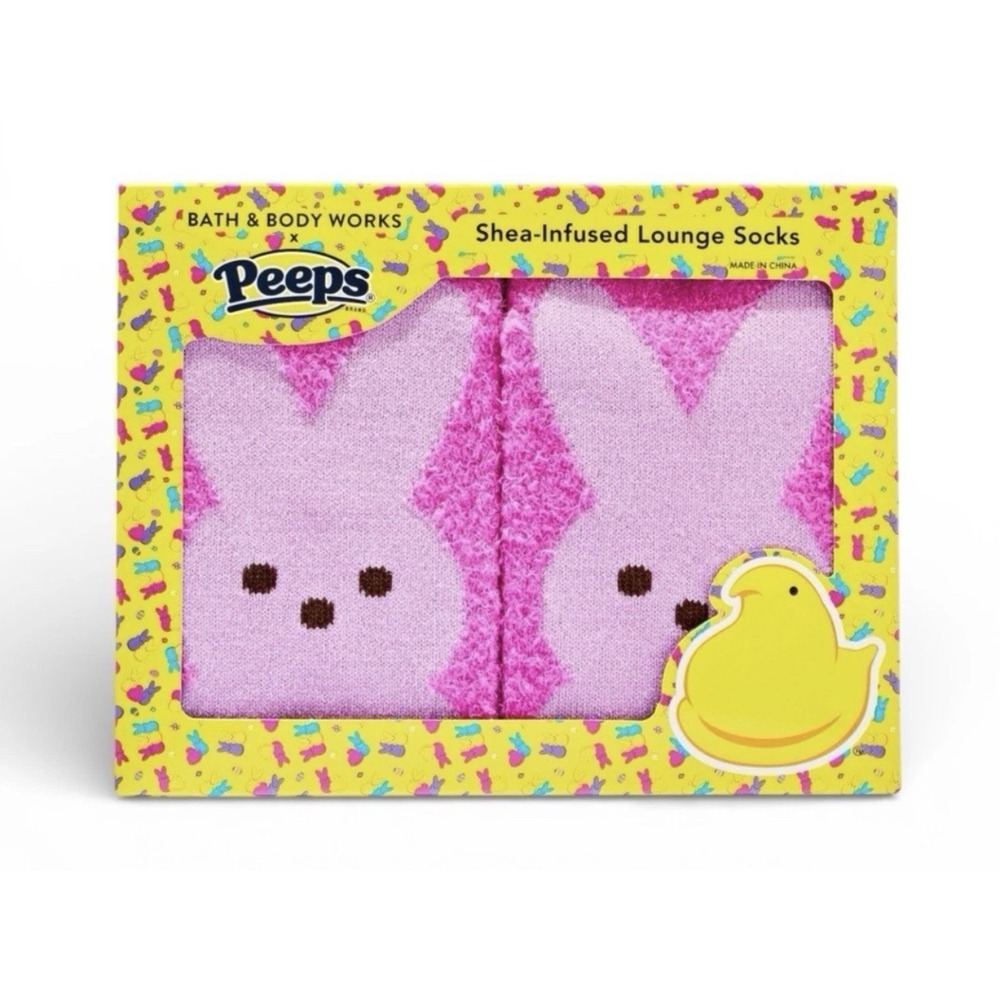 Bath & Body Works PEEPS Pink Marshmallow Bunny Cozy Shea-Infused Lounge Socks